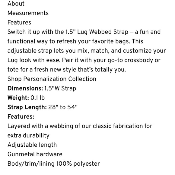 NWT Lug 1.5”W Webbed Crossbody Strap in Poppy Red - Picture 5 of 5